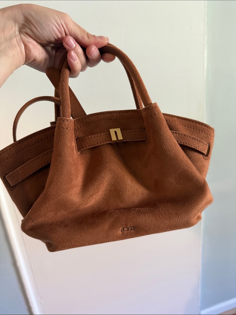 JW PEI Rust Suede Mini Tote with Gold Accent